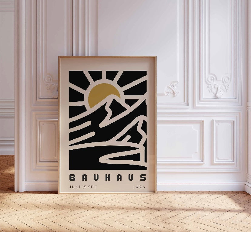 Bauhaus-Inspired Black Sun Art Print
