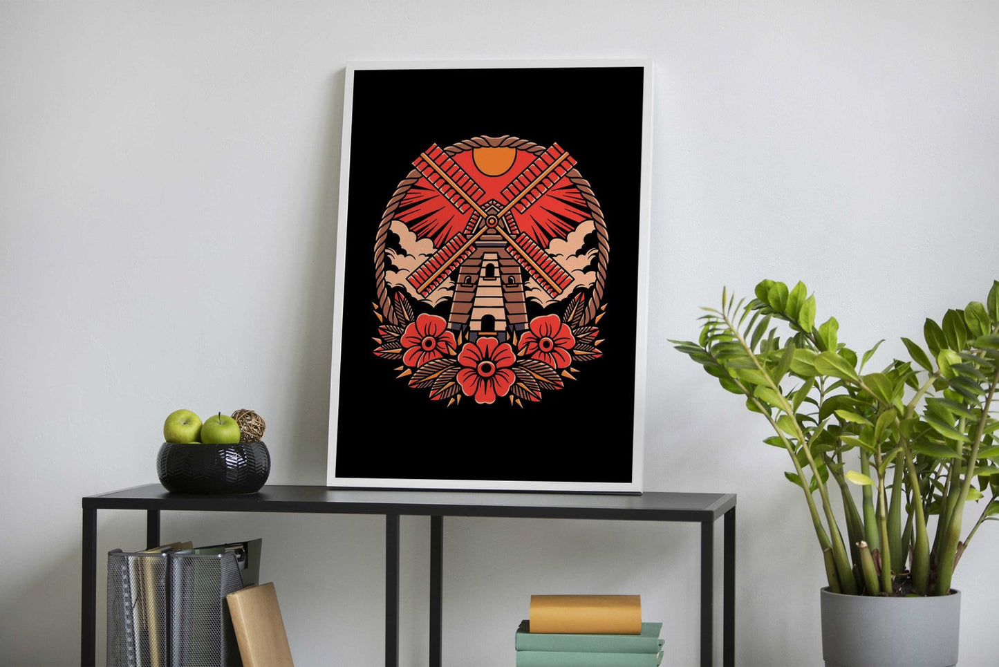 big windmill tattoo Asian Style Poster | Wall Art for Home & Office | High-Quality Print