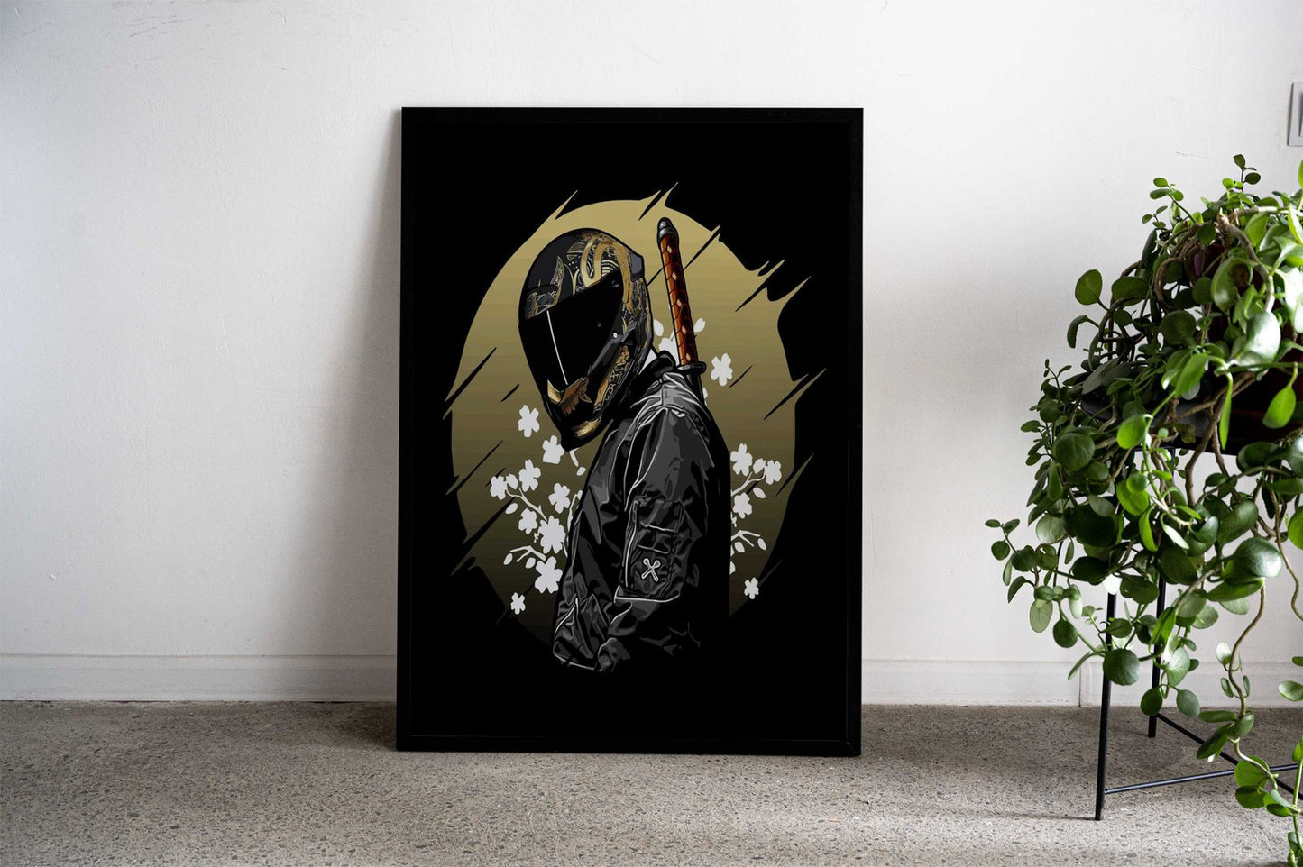 biker and katana print Asian Style Poster | Wall Art for Home & Office | High-Quality Print
