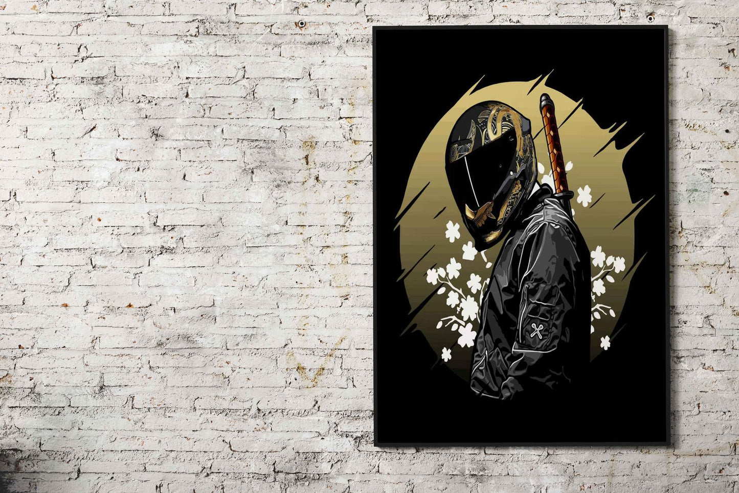 biker and katana print Asian Style Poster | Wall Art for Home & Office | High-Quality Print