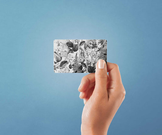 Black and White Floral Design | Credit Card Sticker | Small Chip | Credit Card Skin