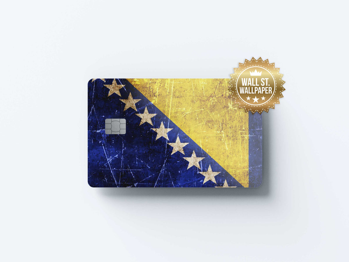 Bosnien Herzegovina Flag - Premium Vinyl Credit Card Skin Cover by Wonderwallsboutique