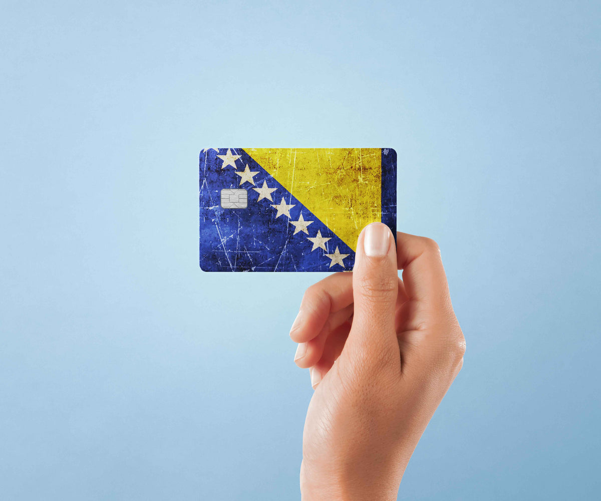 Bosnien Herzegovina Flag - Premium Vinyl Credit Card Skin Cover by Wonderwallsboutique