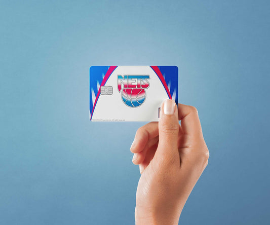 Brooklyn Nets Home Warmups Hardwood Classics Design | Credit Card Sticker | Small Chip | Credit Card Skin