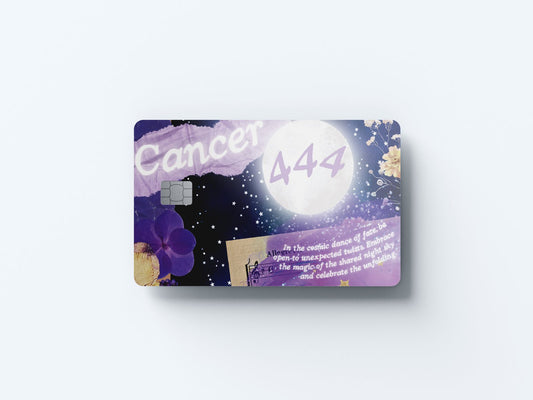 Watercolor cancer angel number design | credit card sticker | small chip | credit card skin for nursery and home wall decor.