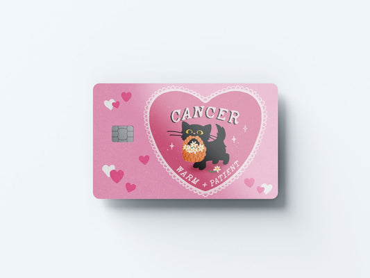 Watercolor cancer cat love design | credit card sticker | small chip | credit card skin for nursery and home wall decor.