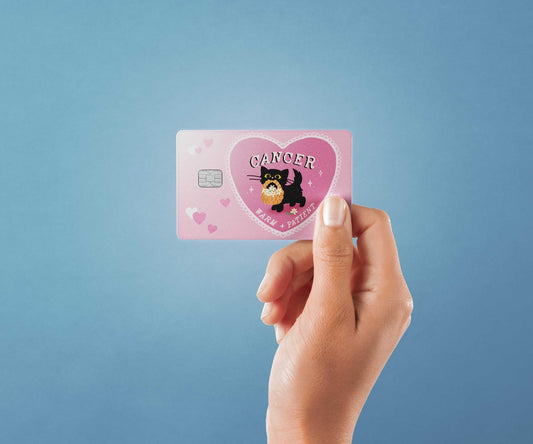 Watercolor cancer cat love design | credit card sticker | small chip | credit card skin for nursery and home wall decor.
