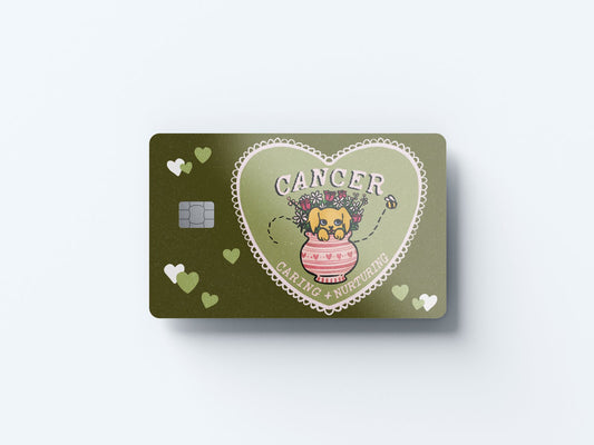 Watercolor cancer puppy love design | credit card sticker | small chip | credit card skin for nursery and home wall decor.
