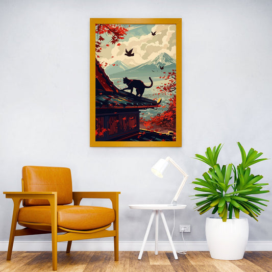 cat japan Landscape Asian Style Poster | Wall Art for Home & Office | High-Quality Print - High-quality vinyl skin 