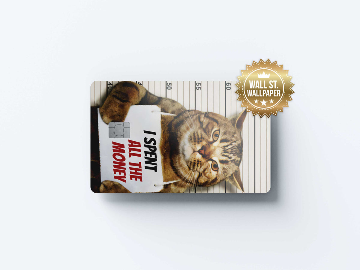 Cat Mugshot - Premium Vinyl Credit Card Skin Cover by Wonderwallsboutique