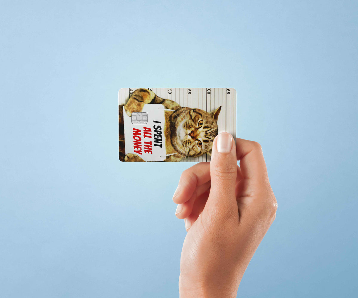 Cat Mugshot - Premium Vinyl Credit Card Skin Cover by Wonderwallsboutique