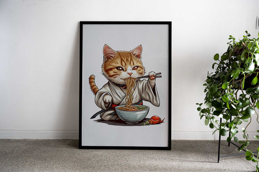 cat ramen japanese Asian Style Poster | Wall Art for Home & Office | High-Quality Print - High-quality vinyl skin w