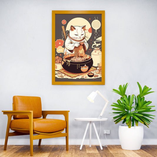 cat samurai ramen japan Asian Style Poster | Wall Art for Home & Office | High-Quality Print - High-quality vinyl s