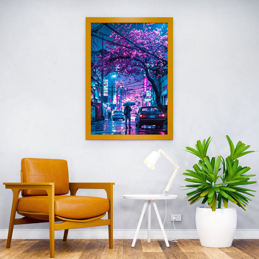 city japan sakura night Asian Style Poster | Wall Art for Home & Office | High-Quality Print - High-Quality Visual Display