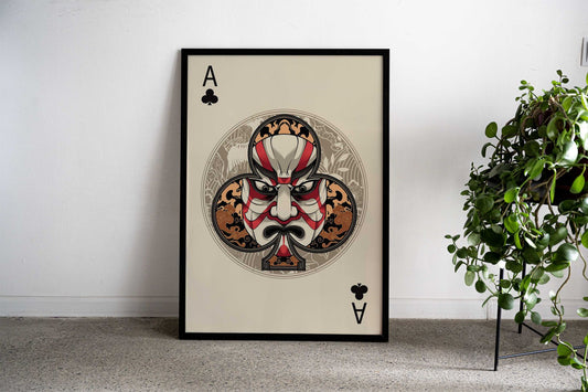 clubs samurai of ace card Asian Style Poster | Wall Art for Home & Office | High-Quality Print - High-Quality Visual Display