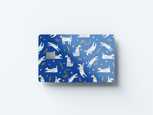 Watercolor cobalt dog design | credit card sticker | small chip | credit card skin for nursery and home wall decor.