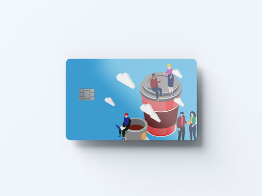 Watercolor coffee design | credit card sticker | small chip | credit card skin for nursery and home wall decor.