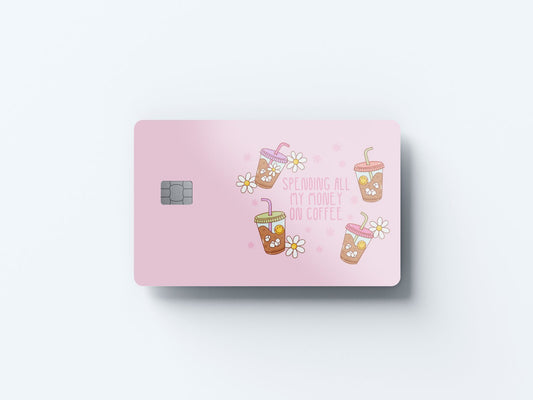 Watercolor coffee time design | credit card sticker | small chip | credit card skin for nursery and home wall decor.