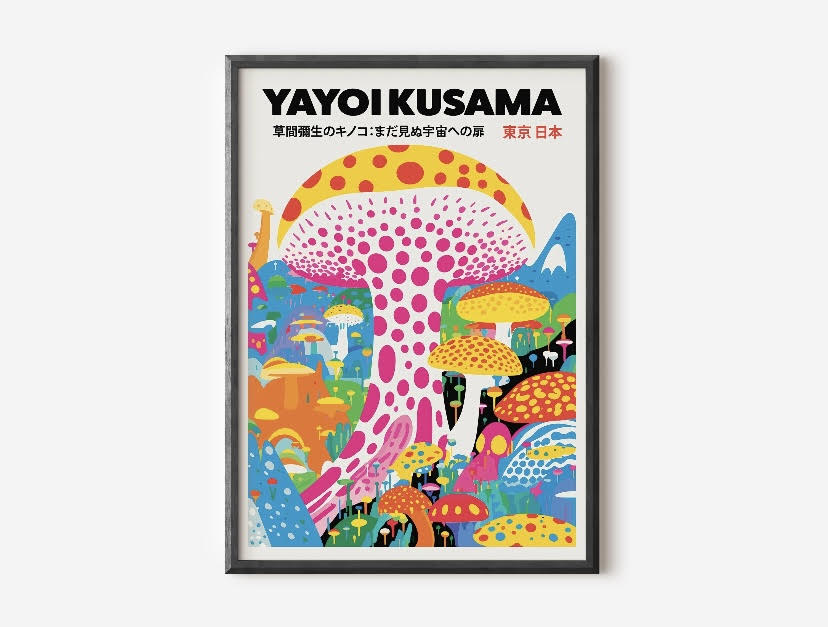 Vibrant Mushroom Print by Yayoi Kusama