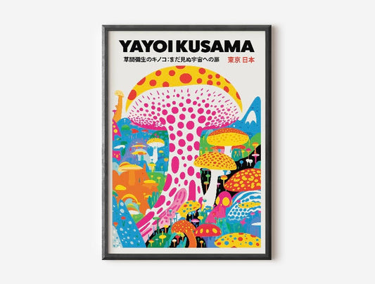 Vibrant Mushroom Print by Yayoi Kusama
