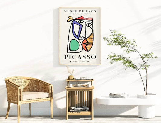 Vibrant Picasso-Inspired Line Art Print
