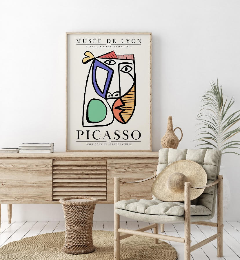 Vibrant Picasso-Inspired Line Art Print