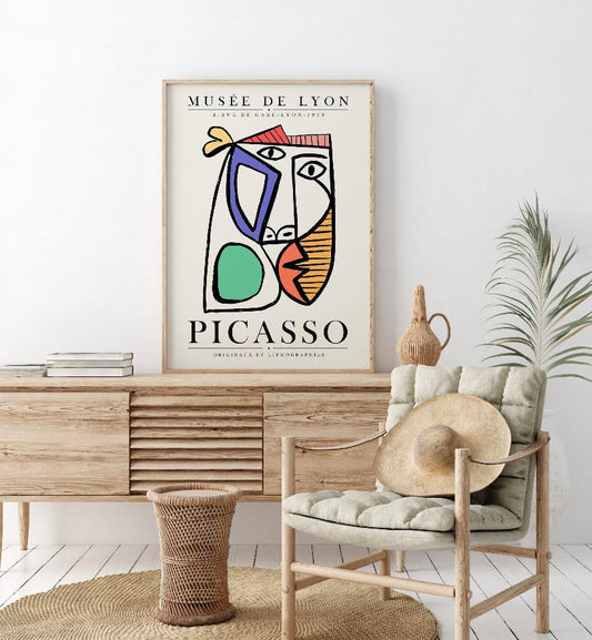 Vibrant Picasso-Inspired Line Art Print