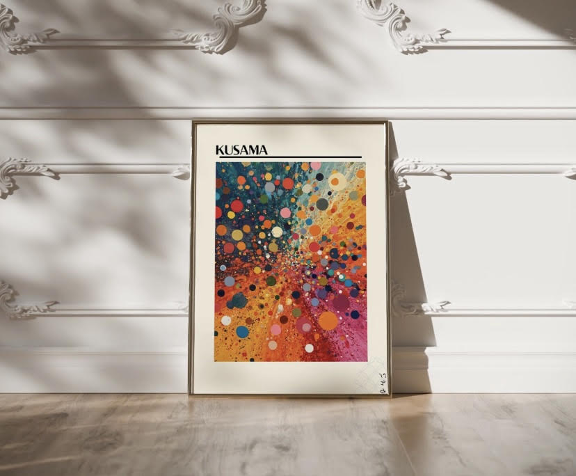 Set of 3 Yayoi Kusama Prints | Vibrant Japanese Wall Art | Renowned Artist Collection | Exhibition Artwork