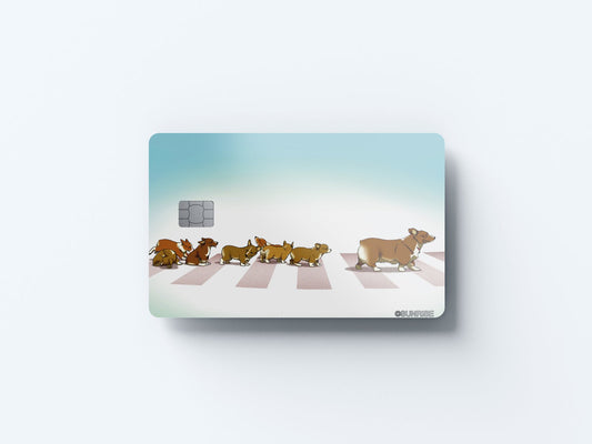 Watercolor corgi squad design | credit card sticker | small chip | credit card skin for nursery and home wall decor.