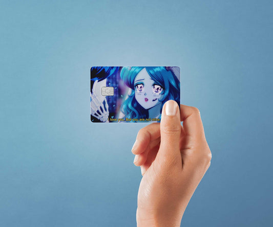 Watercolor corpse bride i love you but design | credit card sticker | small chip | credit card skin for nursery and home wall decor.