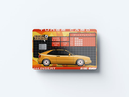Watercolor corrado tuner card design | credit card sticker | small chip | credit card skin for nursery and home wall decor.