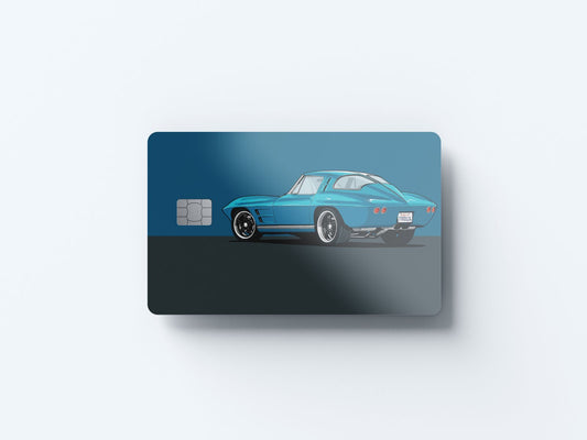 Watercolor corvette design | credit card sticker | small chip | credit card skin for nursery and home wall decor.