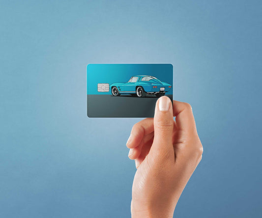 Watercolor corvette design | credit card sticker | small chip | credit card skin for nursery and home wall decor.