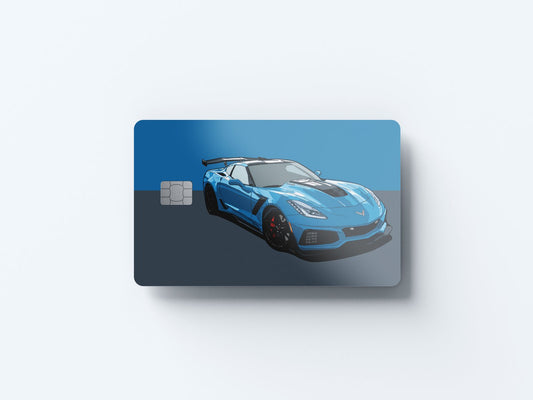 Watercolor corvette zr1 design | credit card sticker | small chip | credit card skin for nursery and home wall decor.