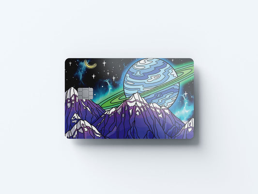 Watercolor cosmic blue design | credit card sticker | small chip | credit card skin for nursery and home wall decor.