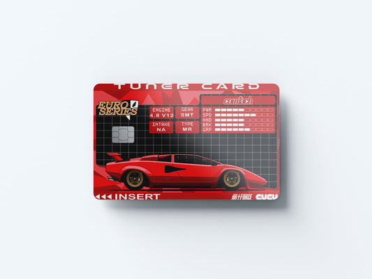 Watercolor countach tuner card design | credit card sticker | small chip | credit card skin for nursery and home wall decor.