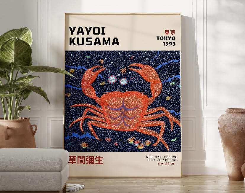 Yayoi Kusama Abstract Crab Artwork