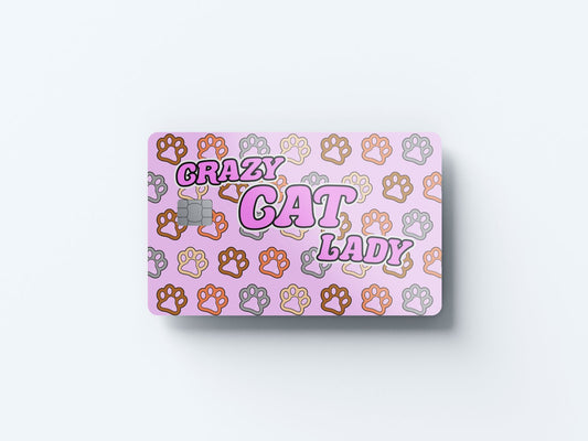 Watercolor crazy cat lady design | credit card sticker | small chip | credit card skin for nursery and home wall decor.