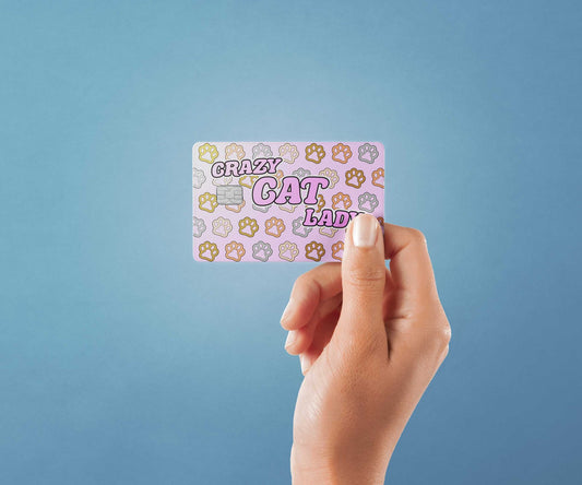 Watercolor crazy cat lady design | credit card sticker | small chip | credit card skin for nursery and home wall decor.