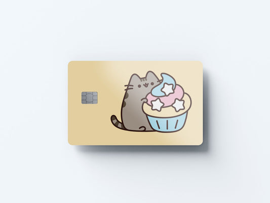 Watercolor cupcake design | credit card sticker | small chip | credit card skin for nursery and home wall decor.