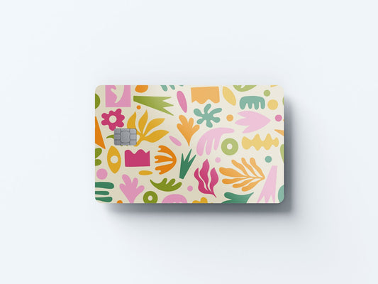 Watercolor cut out leaves design | credit card sticker | small chip | credit card skin for nursery and home wall decor.