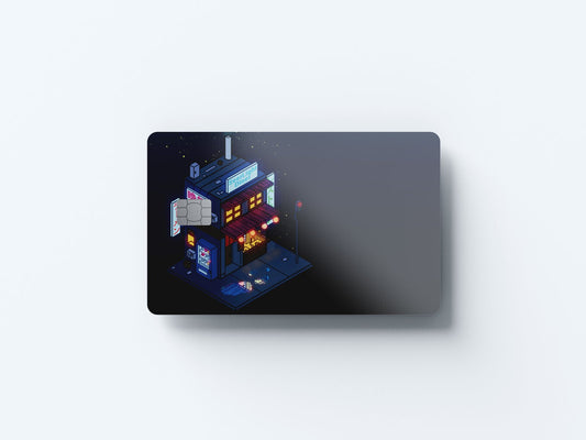 Watercolor cyberpunk juusu design | credit card sticker | small chip | credit card skin for nursery and home wall decor.