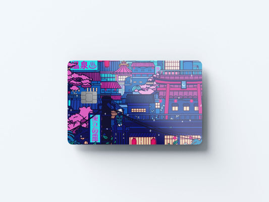 Watercolor cyberpunk konoha design | credit card sticker | small chip | credit card skin for nursery and home wall decor.