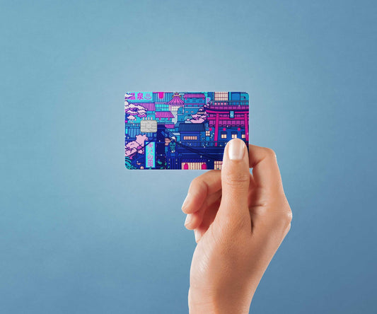 Watercolor cyberpunk konoha design | credit card sticker | small chip | credit card skin for nursery and home wall decor.