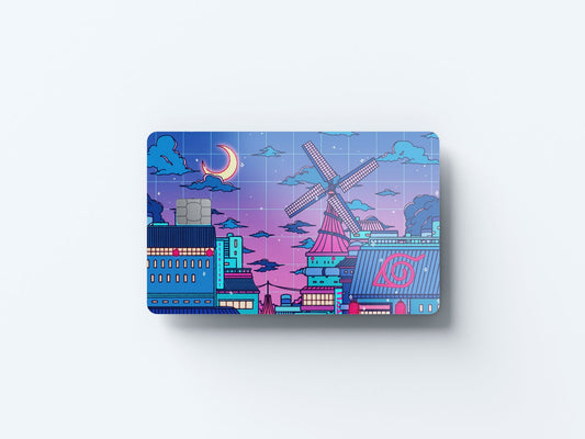 Watercolor cyberpunk konoha ii design | credit card sticker | small chip | credit card skin for nursery and home wall decor.