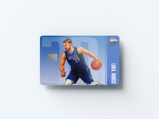 Watercolor dallas mavericks luka dončić design | credit card sticker | small chip | credit card skin for nursery and home wall decor.