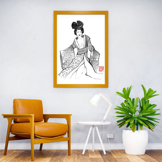 dancing geisha Asian Style Poster | Wall Art for Home & Office | High-Quality Print - High-Quality Visual Display