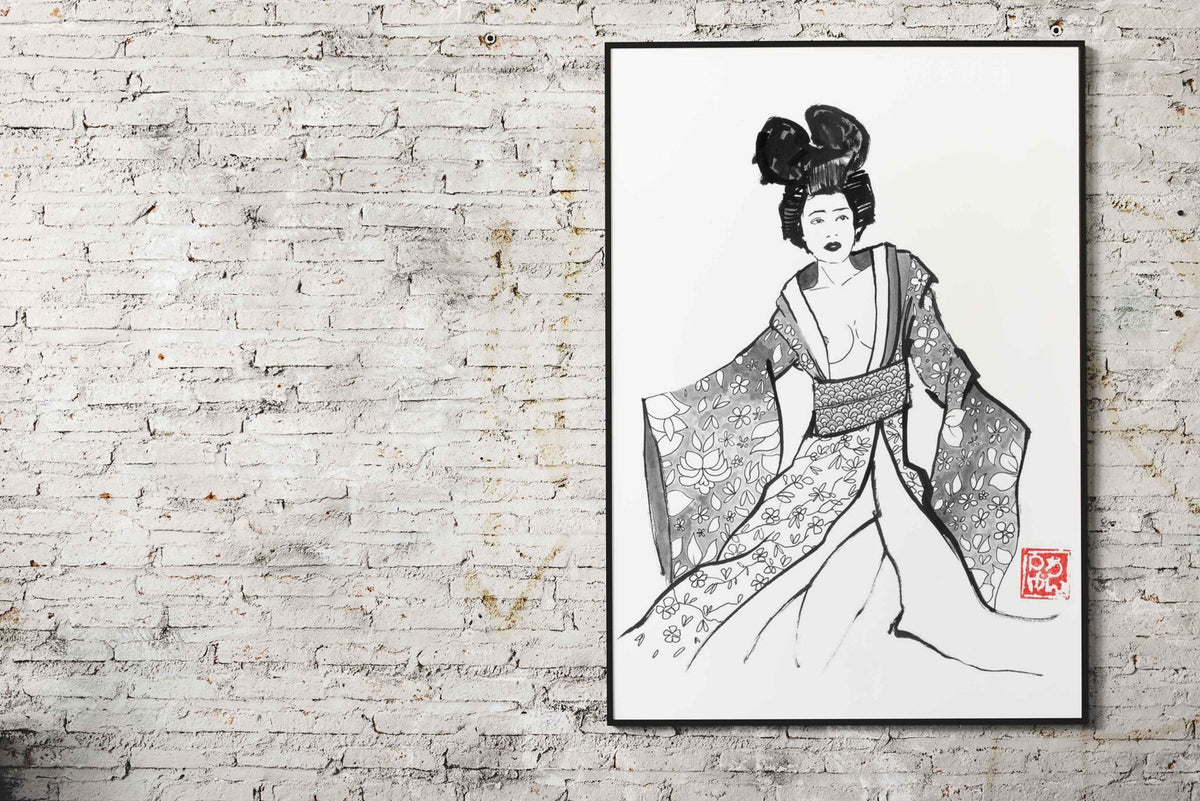 dancing geisha Asian Style Poster | Wall Art for Home & Office | High-Quality Print - High-Quality Visual Display