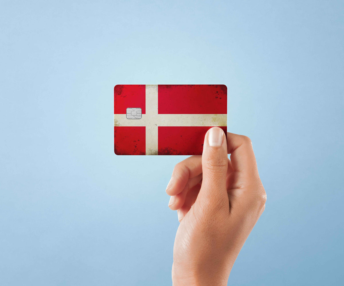 Danish Flag - Premium Vinyl Credit Card Skin Cover by Wonderwallsboutique
