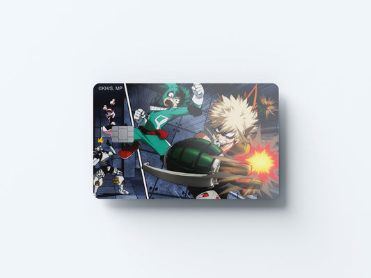 Watercolor deku vs kacchan design | credit card sticker | small chip | credit card skin for nursery and home wall decor.